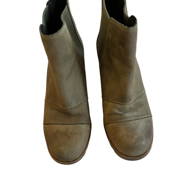 Womens SOREL Lea Elk II Peatmoss Olive Green Leather Hidden Wedge Chelsea 7.5 - Picture 2 of 8
